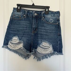 High Rise Ripped Jean Shorts Size 5/27